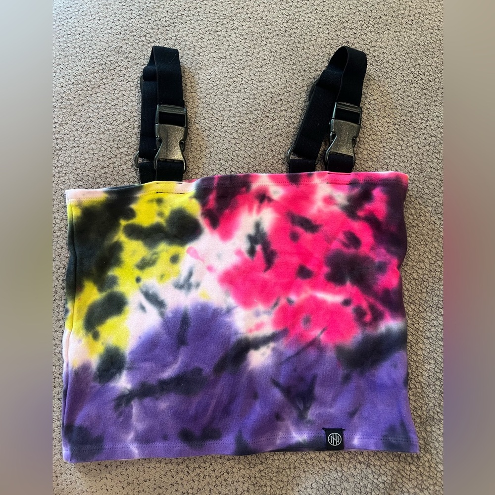 Tie-Dye Crop Top with Black Straps